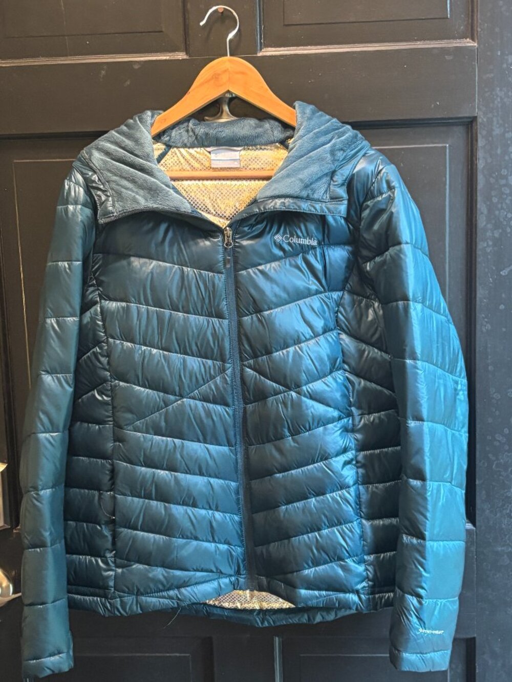 Columbia Joy Peak Omni-Heat Infinity Hooded Puffer Jacket Teal XL